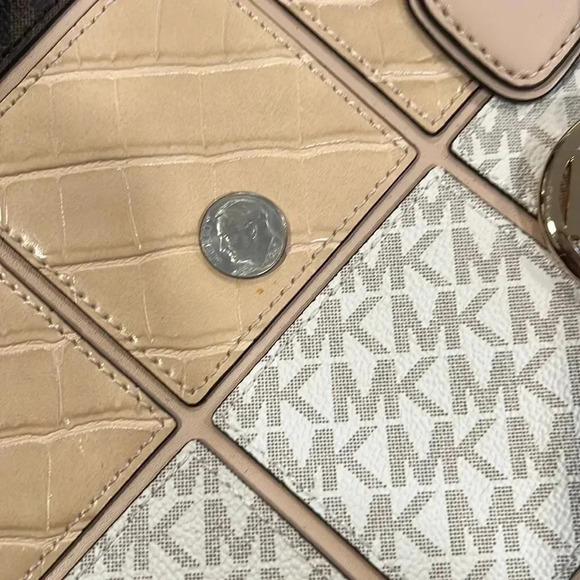 NWT Michael Kors Daria Buff Leather Diamond Pattern Large Satchel Bag Purse - Picture 7 of 16